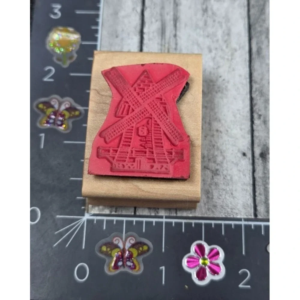 Appalalachian Windmill Dutch European Style Rubber Stamp Wood #D18